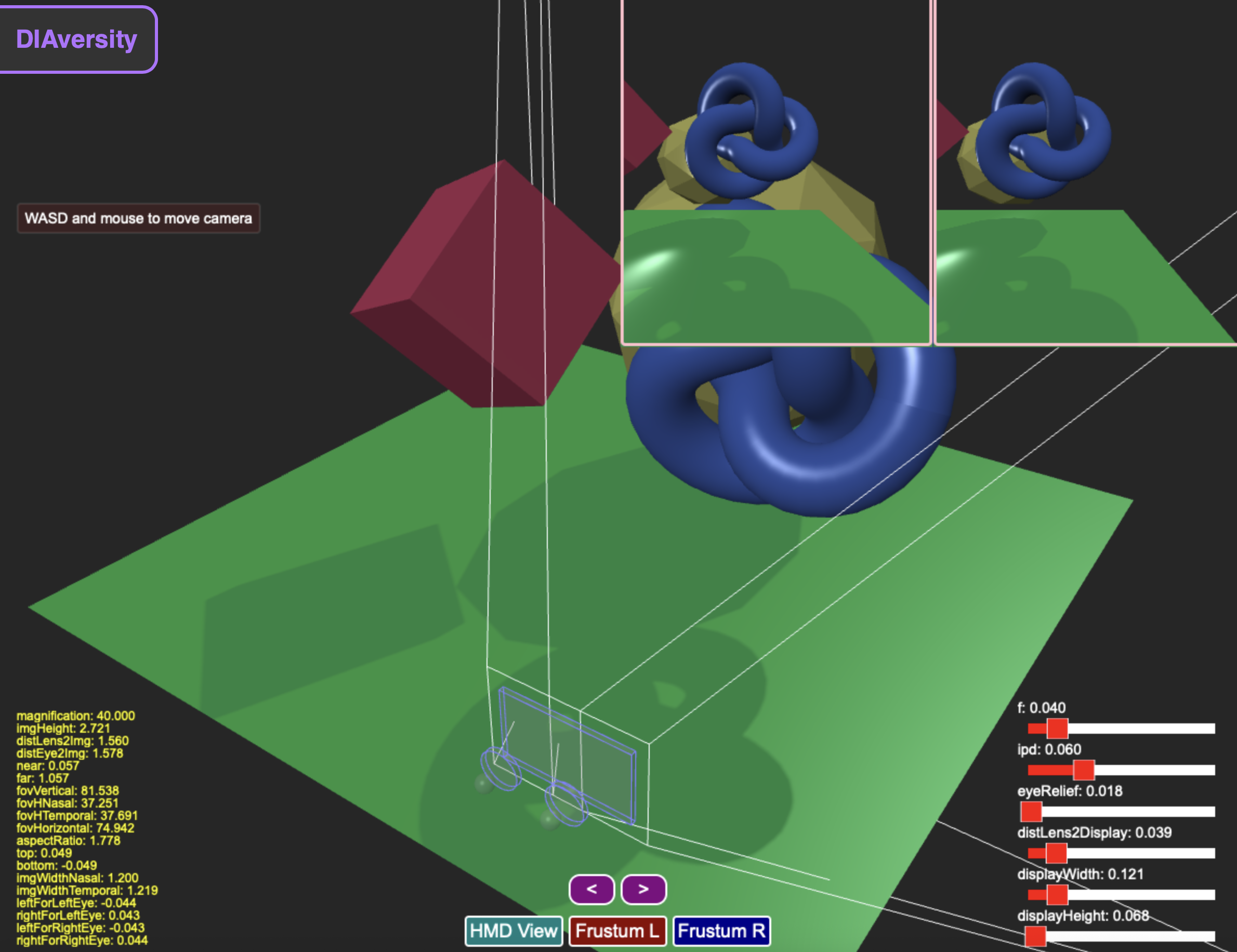 HMD Simulator Screenshot